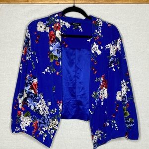Plus size cropped blue kimono blazer